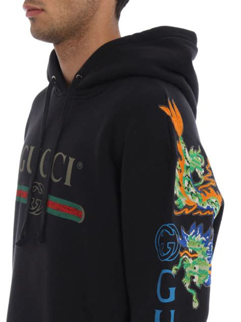 Gucci Oversized Dragon Embroidered Hoodie 